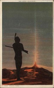 Detroit Publishing Silhouette Ser Native American Indian & Gun 70951 Postcard