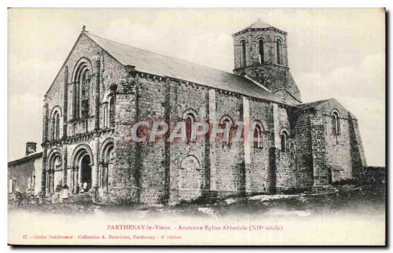 Parthenay Old Postcard Old abbey church