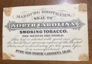 2 Marburg Brother’s Seal of North Carolina Tobacco Cards
