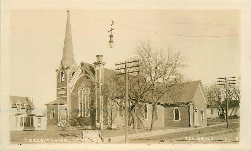 C-1910 Ida Grove Iowa Presbyterian Church Carroll RPPC Photo Postcard 21-7979