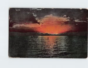 Postcard Sunset On Great Salt Lake, Utah