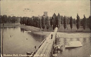 Chautauqua Lake New York NY Sheldon Hall Bridge c1910 Vintage Postcard