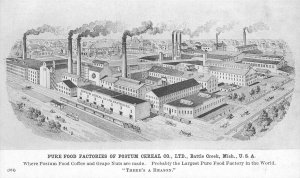 Postcard C-1905 Michigan Battle Creek Pure Food Factories Postum Cereal 23-13147