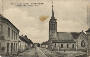CPA Parfondru - L'Eglise et la Grande-Rue - Environs de Laon (1062278)