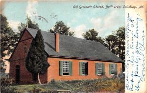 E30/ Salisbury Maryland Md Postcard c1910 Old Greenhill Church Built 1773