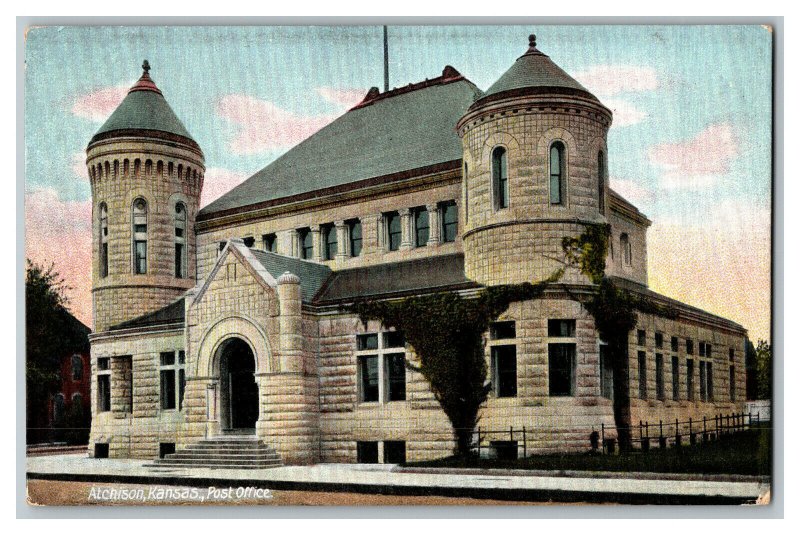 Atchison Kansas Post Office Vintage Standard View Postcard