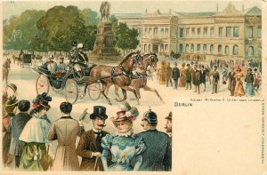 c1910 Berlin Germany Grus Aus Street Scene horses undivided Postcard 25-11337