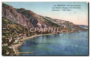 Old Postcard Menton Garavan View On The Red Rocks And The Border Italian