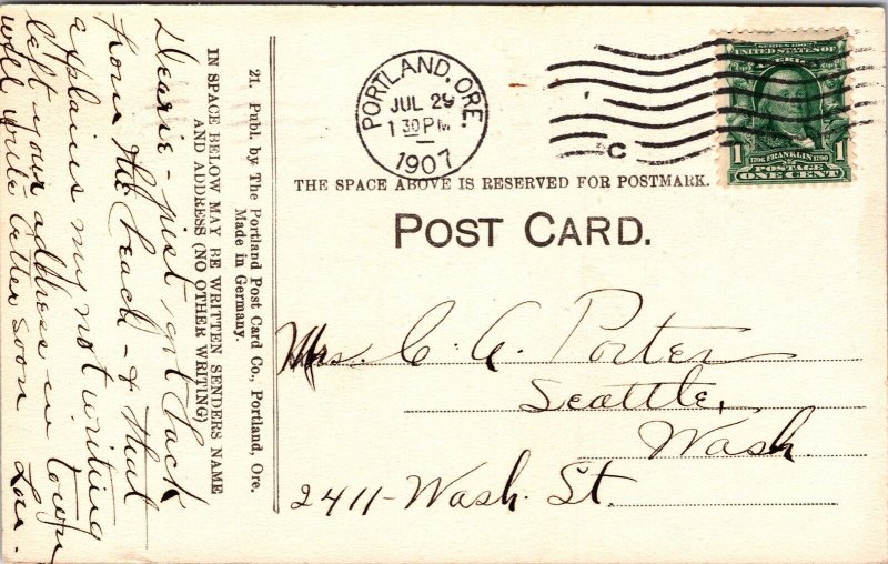 Mt Hood Oregon OR Antique Postcard PM Portland Cancel WOB Note DB 1c