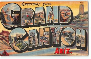 GRAND CANYON, ARIZONA Large Letter Linen Postcard - published by Curt Teich 1938