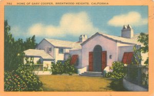 Gary Cooper Home California Linen Postcard Unused