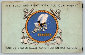 US Navy Naval Construction Battalion  Seabees Rhode Island  Postcard