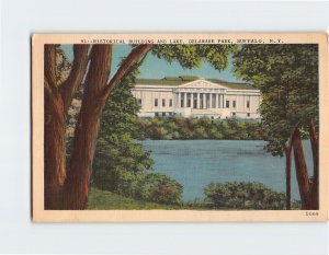 Postcard Historical Building and Lake Delaware Park Buffalo New York USA