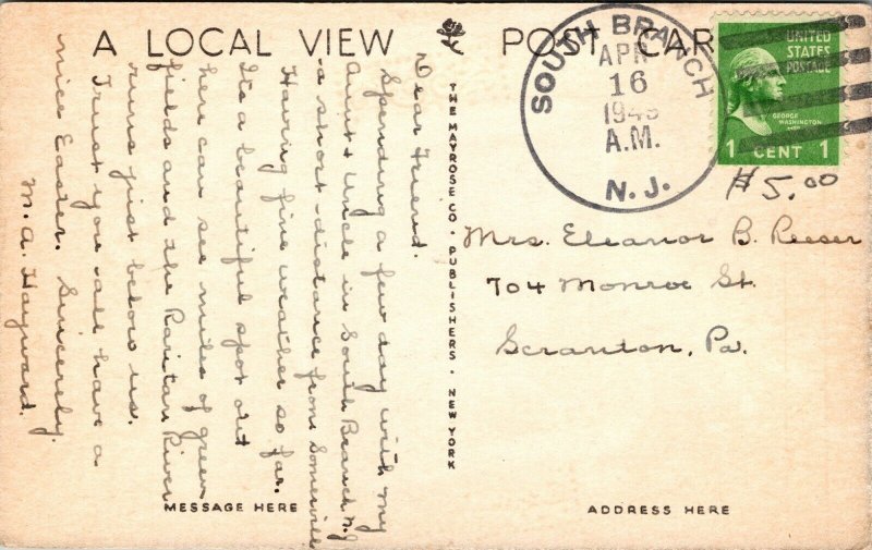 Somerville New Jersey NJ Washingtons Headquarters Vintage Postcard 