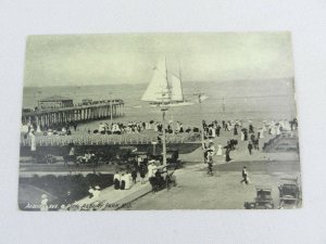 Vintage Postcard Asbury Ave. & Pier Asbury Park NJ Sail Boat Black & White