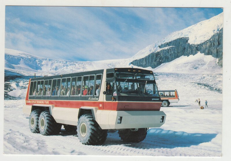 P3074, vintage postcard snowmobiles @ columbia icefield jasper nat,lpark canada