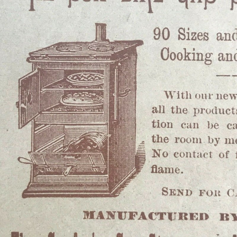 1884 Goodwin Gas-Stove and Meter Co. New York Chicago Victorian Print Ad 2V1-27