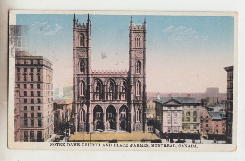 P2682 1930 postcard notre dame church & d,armes view montreal canada