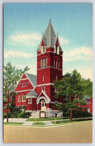 Peoria IL~First Presbyterian Church est 1834~Stained Glass~Teich 1943 Linen PC