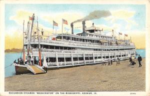 Keokuk Iowa Excursion Steamer Washington Antique Postcard K106029