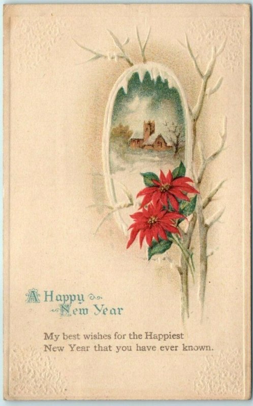 M-30243 Flowers Art Print A Happy New Year with Poem