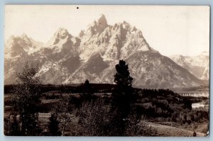 c1940's The Granite Peaks Grand Teton National Park Wyoming RPPC Photo Postcard
