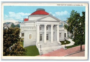 c1920s First Baptist Church Exterior Roadside Altoona Pennsylvania PA Postcard