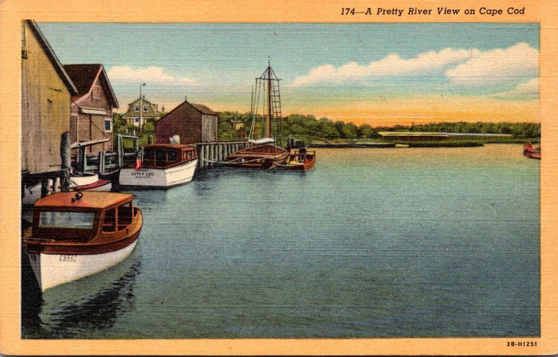 Massachusetts Cape Cod West Harwich Herring River View Curteich