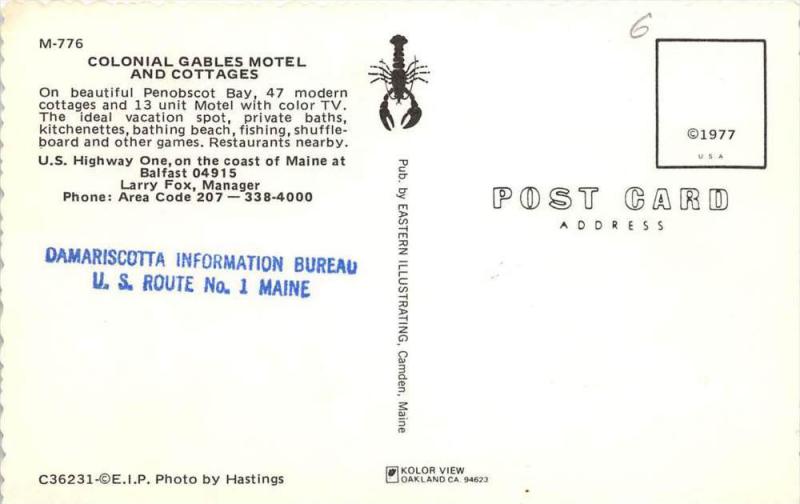 Maine Belfast   Colonial Gables Motel and Cottages Aerial View