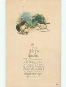 Unused Pre-Linen easter CHICK RUNNING WITH A WORM IN BEAK J2023