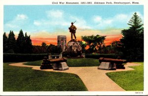 Massachusetts Newburyport Atkinson Park Civil War Monument 1946 Curteich