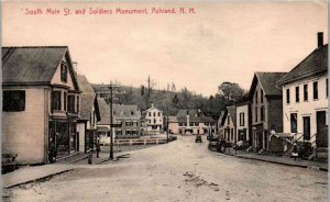 Ashland, New Hampshire - South Main St and Soldiers Monument - c1908