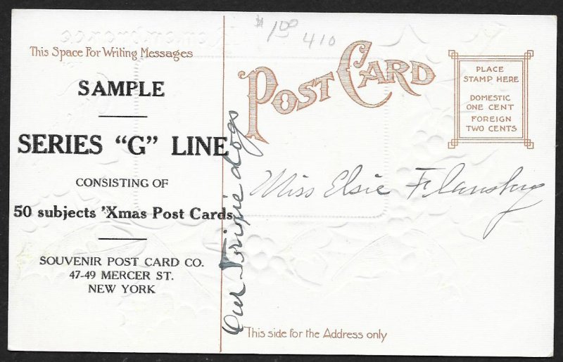 Remembrance For Christmas Dogs & Holly Used c1908