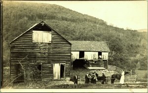 RPPC Men Women Horse Wagon Barns Homestead Real Photo Postcard CYKO