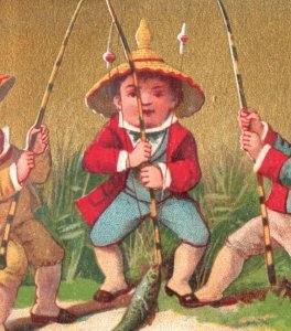 1880s Hogg Brown & Taylor Dry Goods Children Fishing Comical Lot Of 4 F125