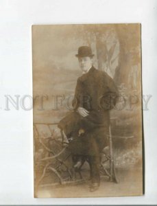 472608 RUSSIA Gentleman FASHION Dandy AUTOGRAPH 1918 year ISAKOV Vintage PHOTO