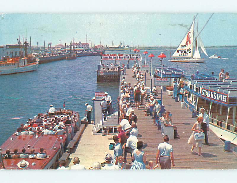 Pre-1980 FISHING PARTY BOAT & DOCK AT STARNS INLET Atlantic City NJ Q3642