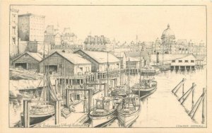 Canada Victoria BC C-1910 Postcard Fisherman's Wharf Boats Bulman 22-10268