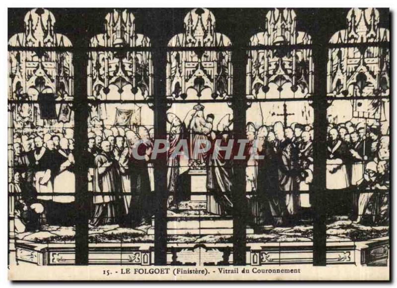 Postcard The Old Folgoet Finistere Stained glass Coronation