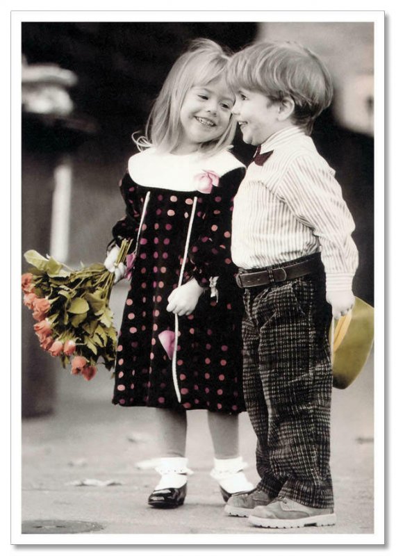 LITTLE GIRL and BOY KIDS Happy Child Photo ART by Anderson New Modern Postcard