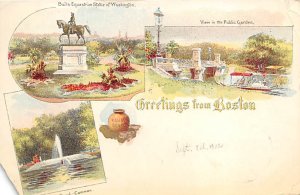 Greetings from Boston Balls equestrian statue of Washington Pioneer Unused 