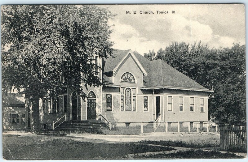 c1910s Tonica, IL Methodist Episcopal M.E. Church Postcard Collotype Photo A48