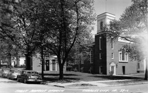 Real Photo Postcard First Baptist Church in Charles City, Iowa~122644