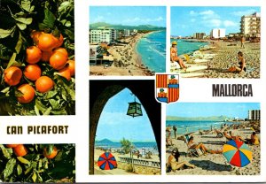 Spain Mallorca Multi View Showing Beaches and Oranges 1974