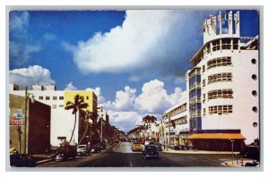 Postcard FL Miami Beach Florida Vintage Standard View Card Old Cars Signs