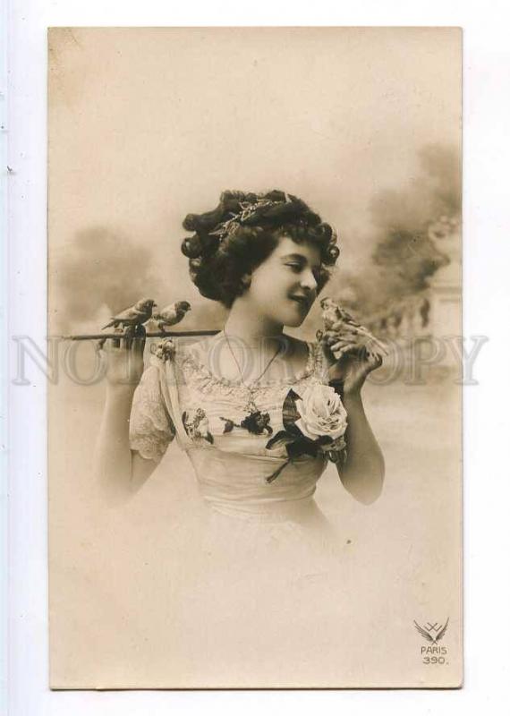 243805 Nymph DANCER Vaudeville ACTRESS Kiss BIRD Vintage PHOTO