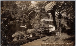 New Zealand New Plymouth Recreation Grounds People in Boat RPPC Postcard H82
