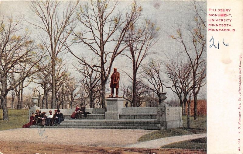 Minneapolis Minnesota~Pillsbury Monument @ University~People on Steps~c1910 Pc