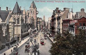 LONDON, UK England    FLEET STREET~Temple Bar & Law Courts    c1910's Postcard