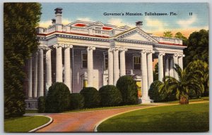 Vtg Tallahassee Florida FL Governor's Mansion 1940s View Linen Old Postcard